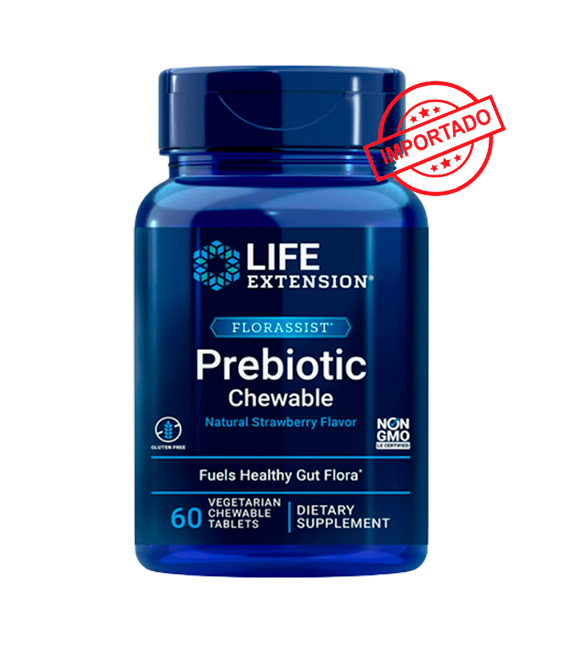 Life Extension FLORASSIST Prebiotic Chewable (Strawberry) | 60 vegetarian chewable tablets