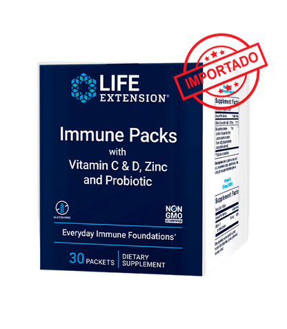 Life Extension Immune Packs with Vitamin C & D, Zinc and Probiotic | 30 packets