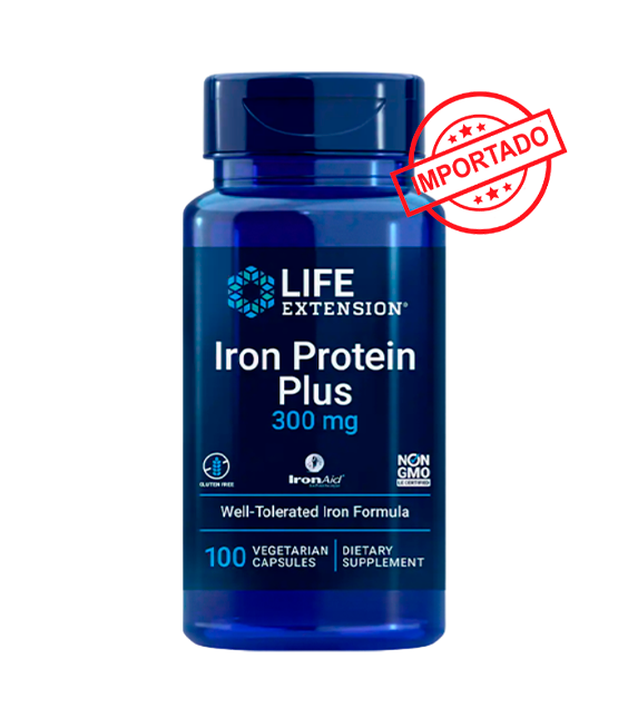 Life Extension Iron Protein Plus | 300 mg, 100  vegetarian capsules