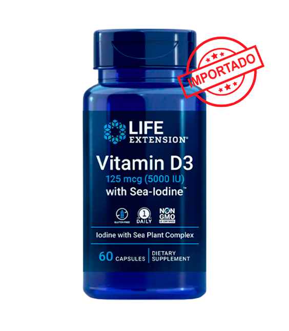 Life Extension Vitamin D3 with Sea-Iodine | 125 mcg (5000 IU), 60 capsules
