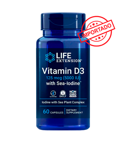 Life Extension Vitamin D3 with Sea-Iodine | 125 mcg (5000 IU), 60 capsules