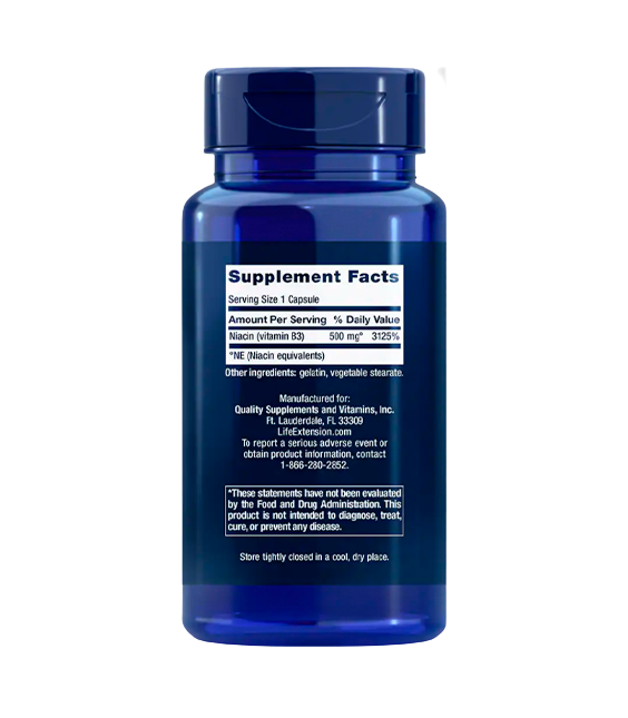 Life Extension Vitamin B3 Niacin | 500 mg, 100 capsules