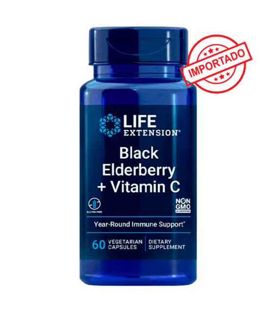 Life Extension Black Elderberry + Vitamin C | 60 vegetarian capsules